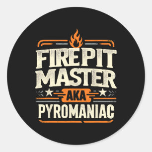 Pegatina Redonda Fuego Maestro Piromancia Pirotecnia Pit Lo