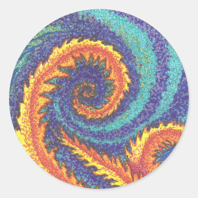 PEGATINA REDONDA "FUEGO Y AGUA" (Anverso)