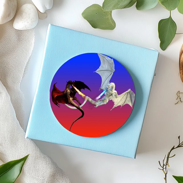 Pegatina Redonda Fuego y dragones de hielo rojos Incendio blanco re (Subido por el creador)