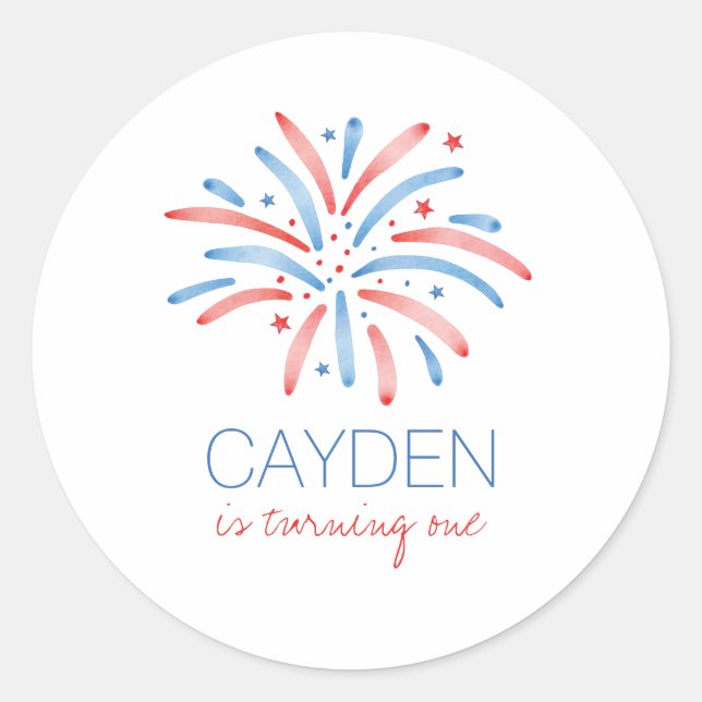 Pegatina Redonda Fuegos artificiales 4 de julio (Anverso)