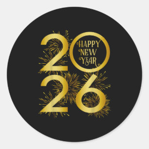 Pegatina Redonda Fuegos artificiales de Año Nuevo 2026 - Feliz Año