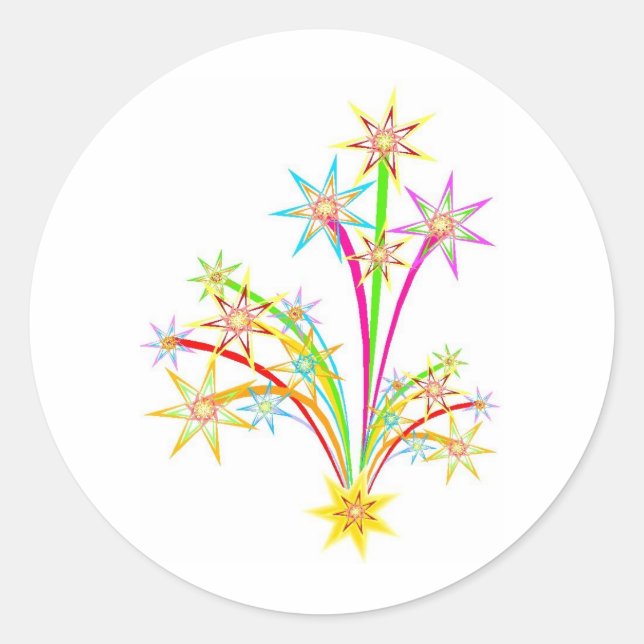 Pegatina Redonda Fuegos artificiales de celebración (Anverso)