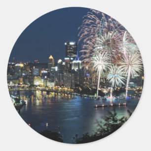 Pegatina Redonda Fuegos artificiales de Pittsburgh