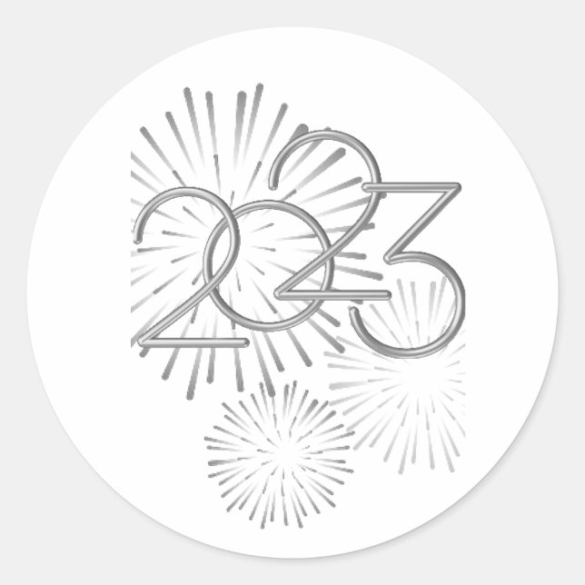 Pegatina Redonda Fuegos artificiales del Año Nuevo 2023 (Anverso)