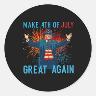 Pegatina Redonda Fuegos Artificiales Divertidos Trump Hace Que El 4