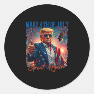 Pegatina Redonda Fuegos Artificiales Patrióticos de Donald Trump pa