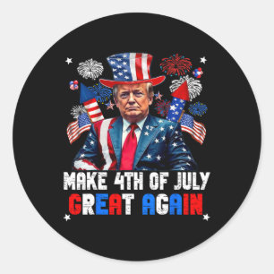 Pegatina Redonda Fuegos Artificiales Patrióticos de Donald Trump pa