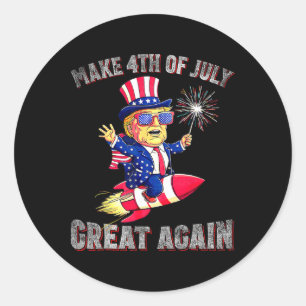 Pegatina Redonda Fuegos Artificiales Patrióticos de Donald Trump pa