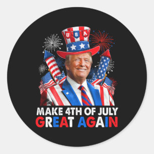 Pegatina Redonda Fuegos Artificiales Patrióticos de Donald Trump pa