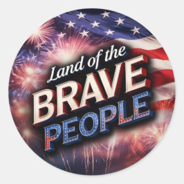 Pegatina Redonda Fuegos artificiales por la "tierra de los valiente