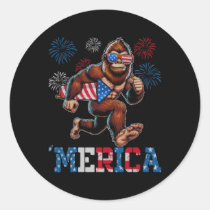 Pegatina Redonda Fuegos Fuegos Artificiales De Sasquatch Márica De 