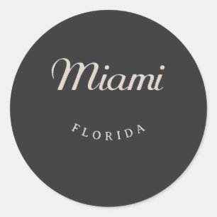 Pegatina Redonda Fuente blanca de Miami Florida