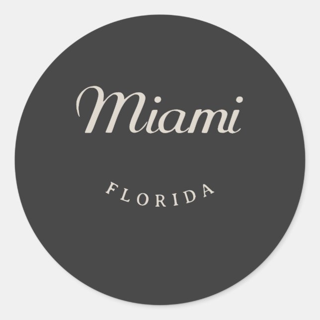 Pegatina Redonda Fuente blanca de Miami Florida (Anverso)