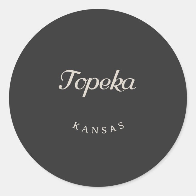 Pegatina Redonda Fuente blanca Topeka Kansas (Anverso)