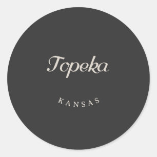 Pegatina Redonda Fuente blanca Topeka Kansas