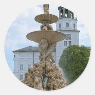 Pegatina Redonda Fuente de la Residencia de Salzburgo