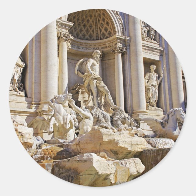 Pegatina Redonda fuente de Trevi (Anverso)