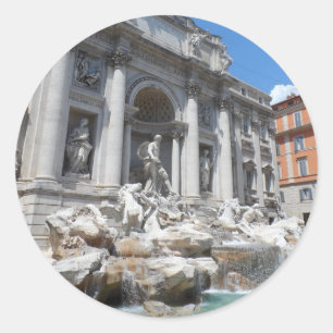 Pegatina Redonda Fuente Roma del Trevi