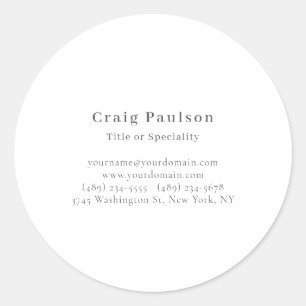 Pegatina Redonda Fuente Serif Simple Profesional Plano 