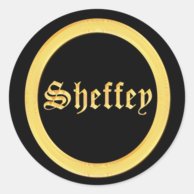 Pegatina Redonda Fuentes Sheffey - Monograma negro y dorado (Anverso)
