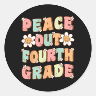 Pegatina Redonda Fuera De Cuarto Grado Cute Groovy Último Día De Cu