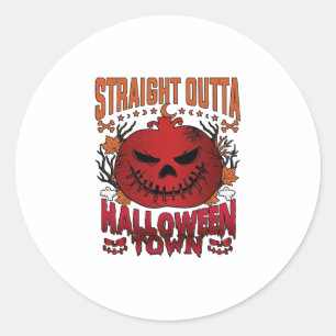 Pegatina Redonda Fuera de Halloween Town Fantasmas de Calabaza Rojo