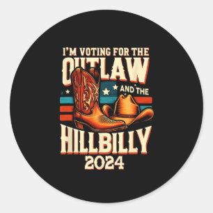Pegatina Redonda ¡Fuera de la ley Hillbilly 2024!