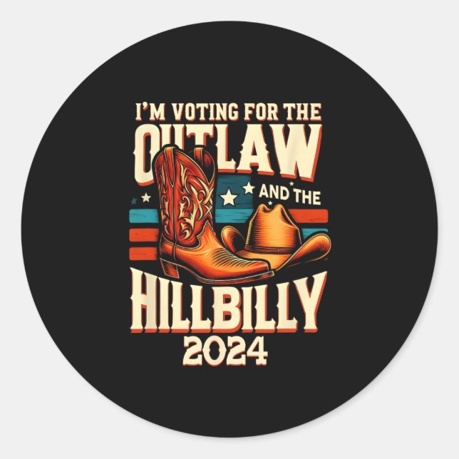 Pegatina Redonda ¡Fuera de la ley Hillbilly 2024! (Anverso)