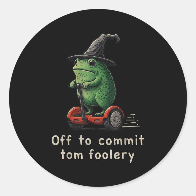 Pegatina Redonda Fuera Para Cometer A Tom Foolery Frog (Anverso)