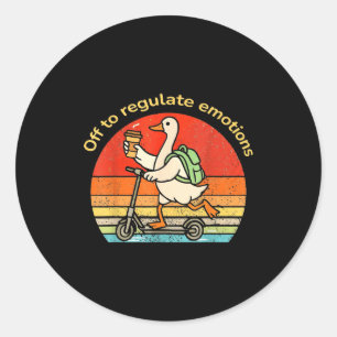 Pegatina Redonda Fuera para regular emociones ganso divertido salud