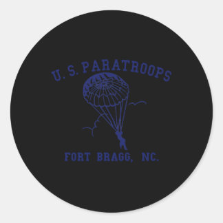 Pegatina Redonda Fuerte De Paratroops Estadounidense Bragg Nc Ww2