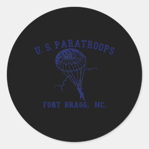 Pegatina Redonda Fuerte De Paratroops Estadounidense Bragg Nc Ww2