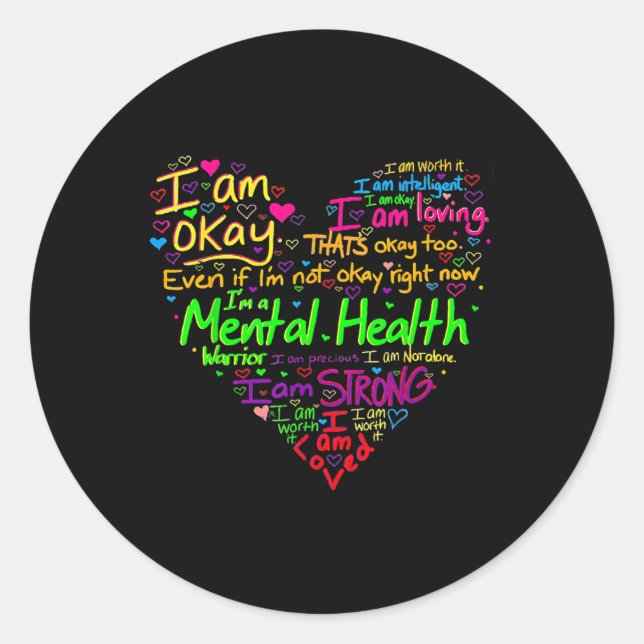 Pegatina Redonda Fuerte Estoy Bien Divertido Concienciación sobre S (Anverso)