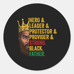 Pegatina Redonda Fuerte héroe de padre negro líder afro padre afric