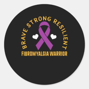 Pegatina Redonda Fuerte resistencia Fibromialgia Conciencia Guerrer