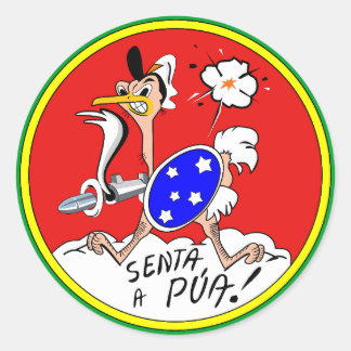 Pegatina Redonda Fuerza Aérea Brasileña P-47 Nariz Art "Senta a Púa