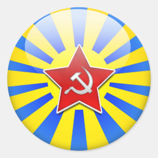 Pegatina Redonda Fuerza Aérea de Bandera Rusa