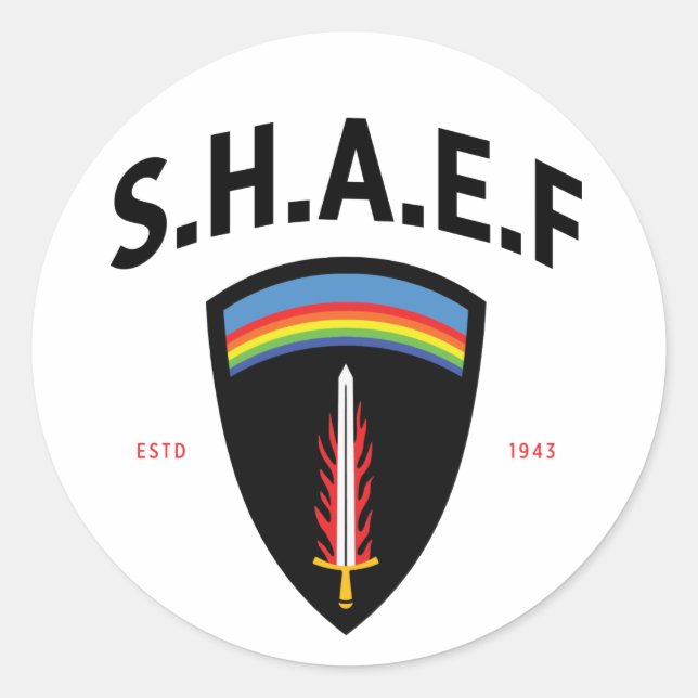 Pegatina Redonda Fuerza Expedicionaria Aliada de la Sede Suprema T (Anverso)