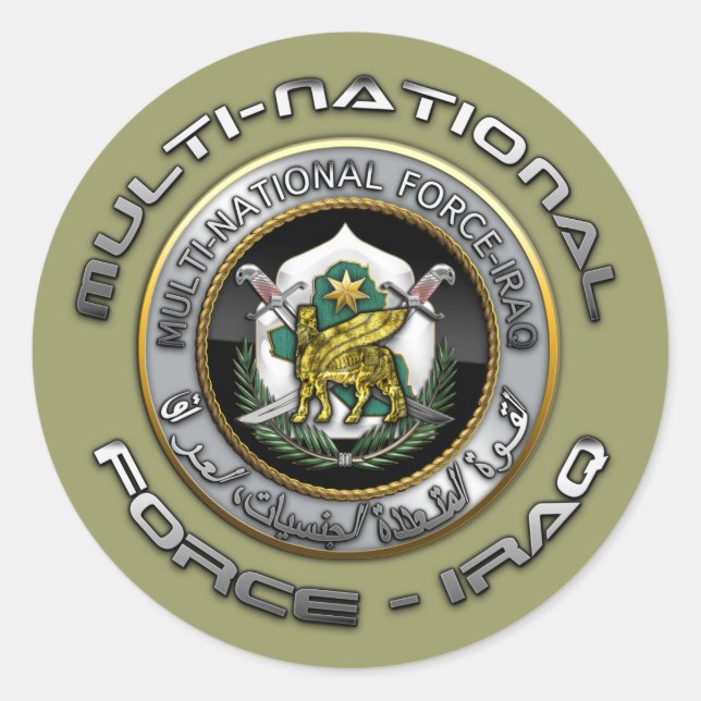 Pegatina Redonda Fuerza Multinacional - Iraq (Anverso)