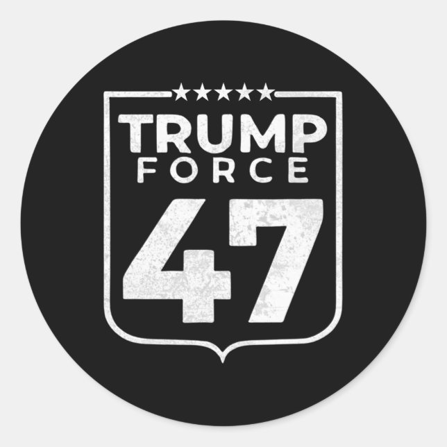 Pegatina Redonda Fuerza Trump 47 (Anverso)