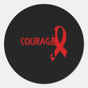 Pegatina Redonda Fuerza Valor Fe Cáncer de Sangre Enfermedad Cardía