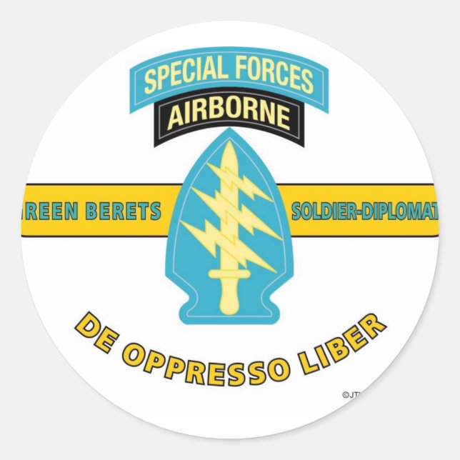 PEGATINA REDONDA FUERZAS ESPECIALES AIRBORNE "DE OPPRESSO LIBER" (Anverso)