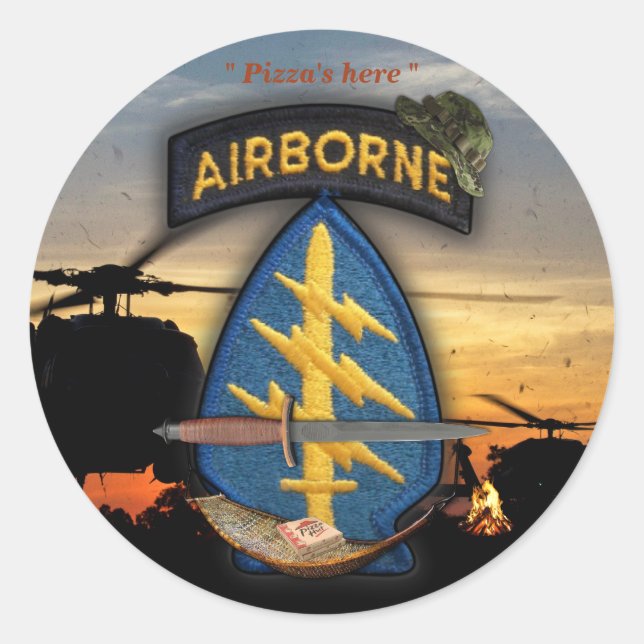 Pegatina Redonda Fuerzas especiales Green Berets lrrrp nam (Anverso)