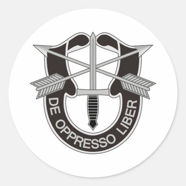 Pegatina Redonda Fuerzas Especiales SF De Oppresso Liber (Anverso)