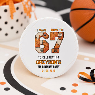 Pegatina Redonda Fui 6 Ahora Soy 7 Baloncesto – Fiesta de Cumpleaño