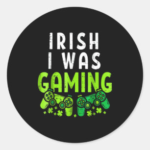 Pegatina Redonda Fui Irlandés Jugando Divertido Día de San Patricio