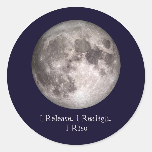 Pegatina Redonda Full Moon Ritual I Release I Realign I Rise (Anverso)