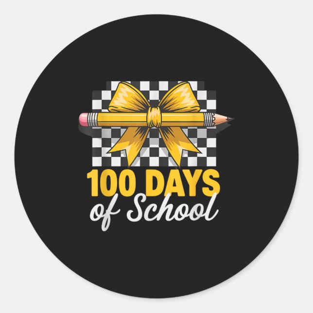 Pegatina Redonda Fun 100 Days Teacher Celebration School Clroom Sty (Anverso)