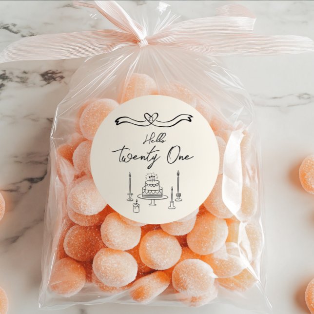 Pegatina Redonda Fun 21 de cumpleaños de las velas de pasteles dibu (Subido por el creador)