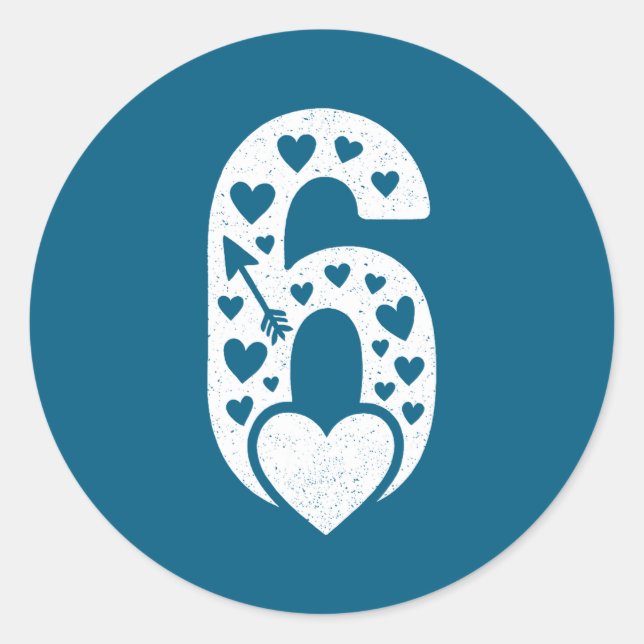 Pegatina Redonda Fun 67 Number 6-7 6 7 Matching Valentine Six Seven (Anverso)